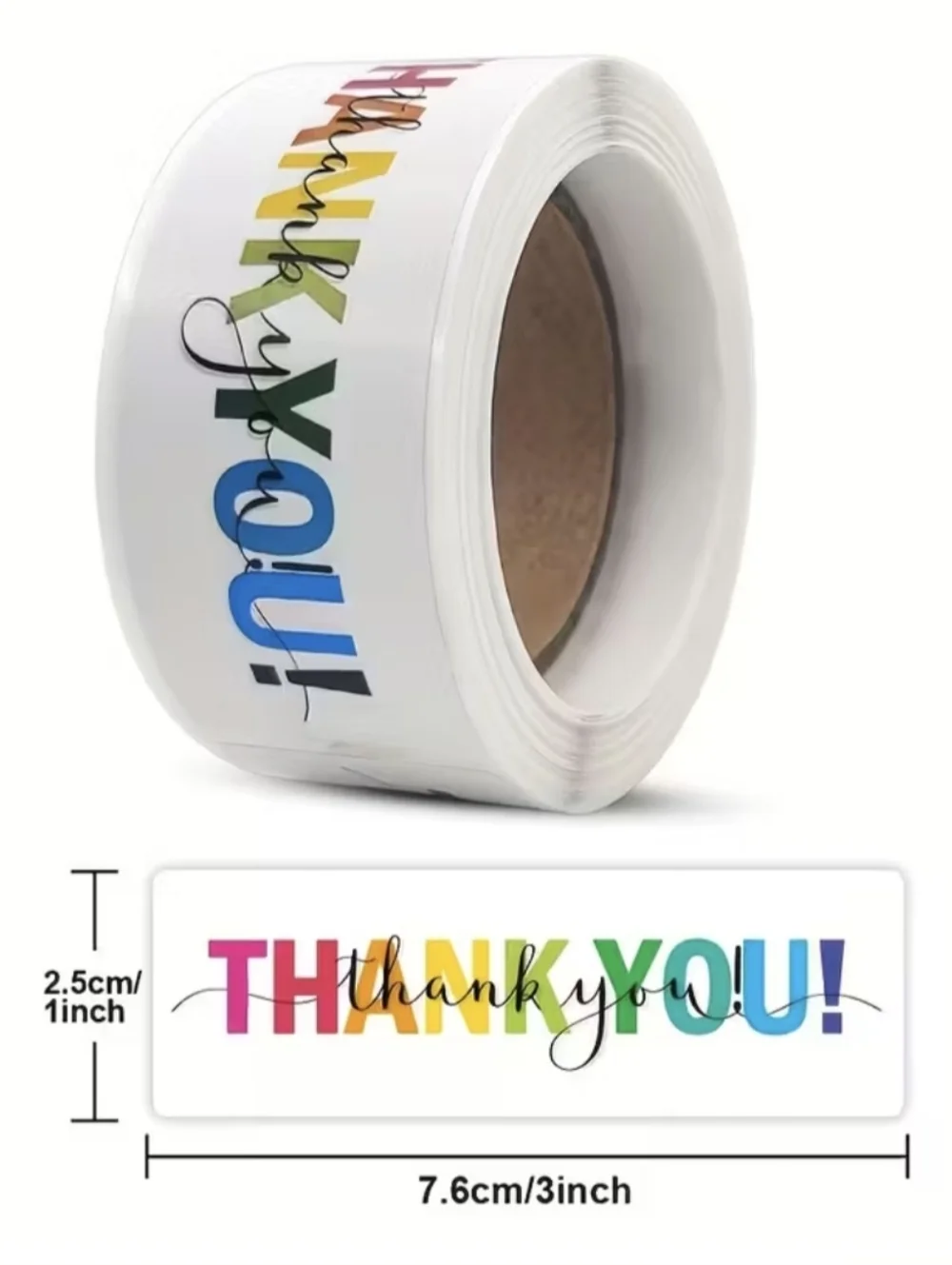 120 Thank You Stickers Roll | Rainbow Small Business Packaging Labels